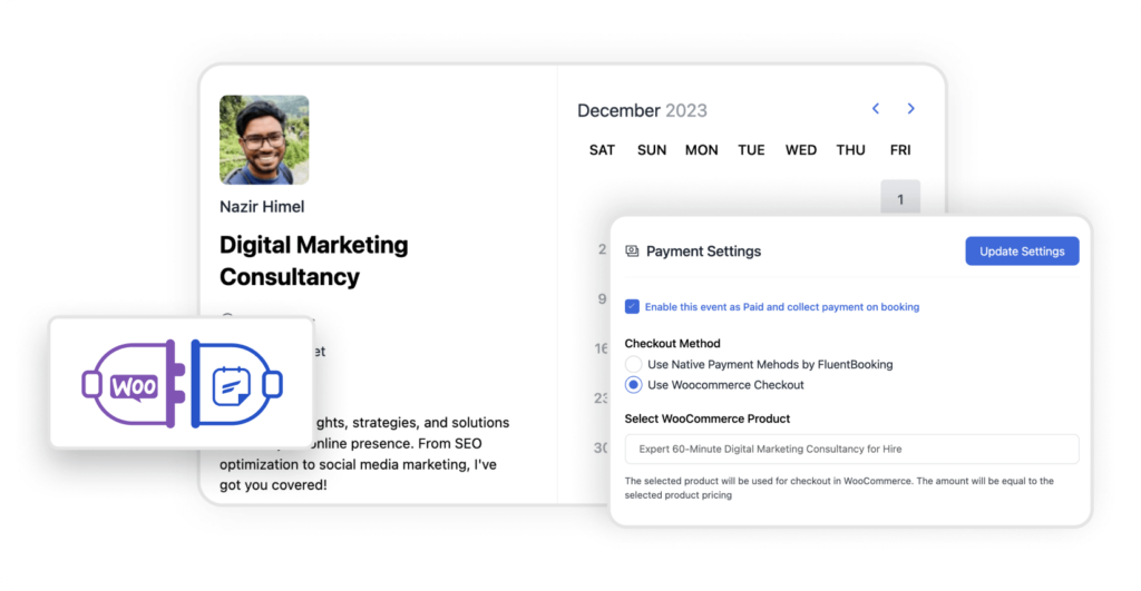 fluentbooking woocommerce integration