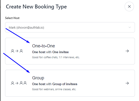 booking types