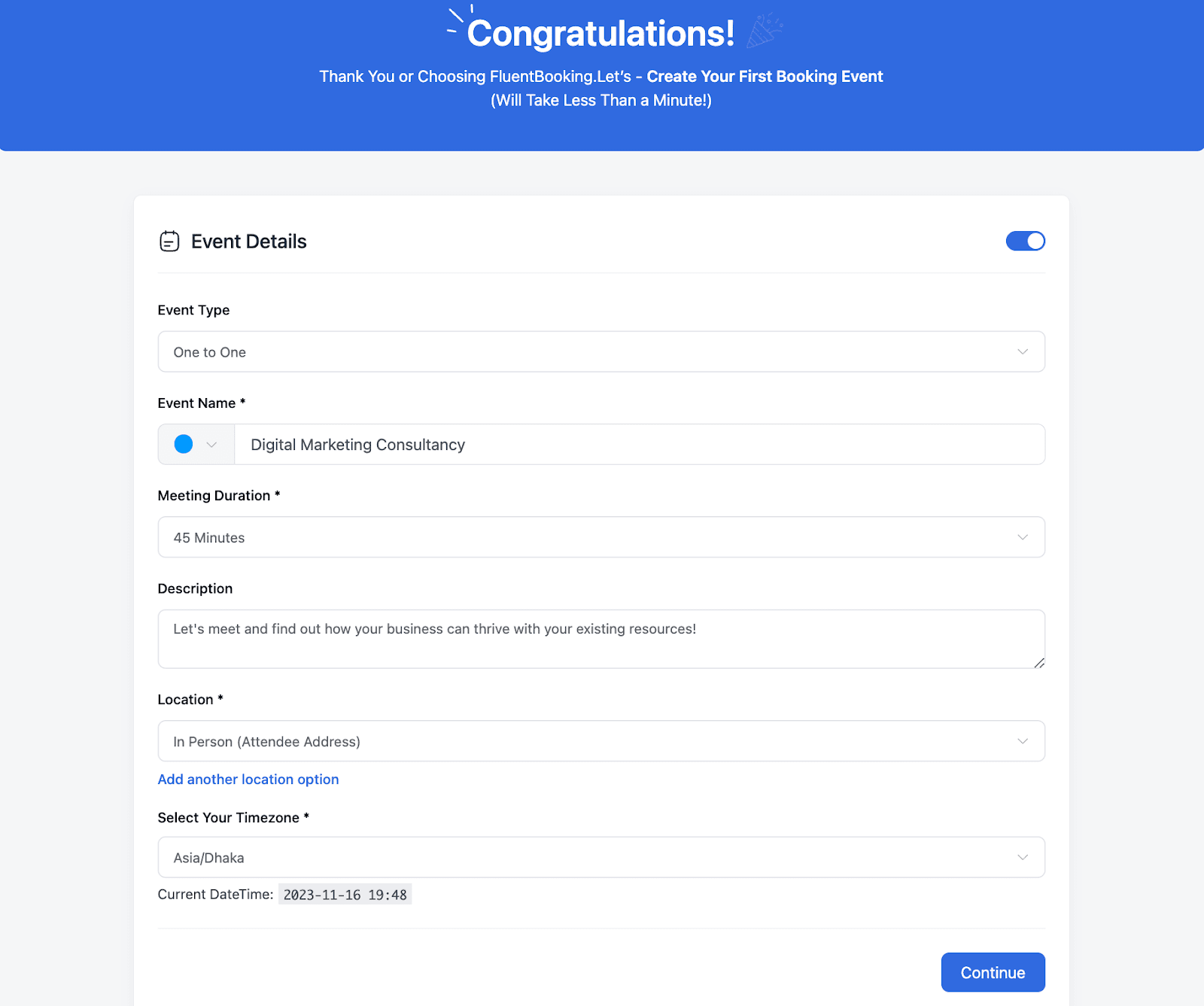 creating first appointment with fluentbooking