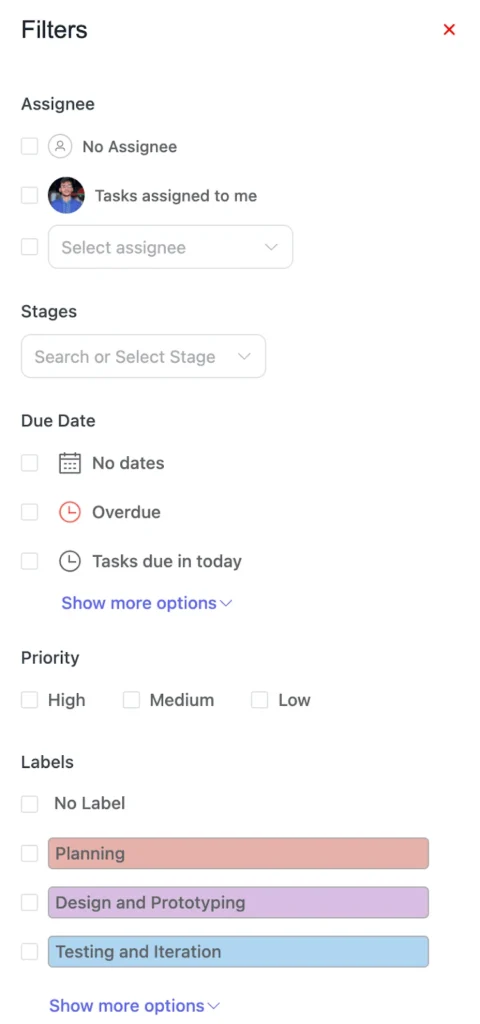 project management advanced filtering options in fluentboards 