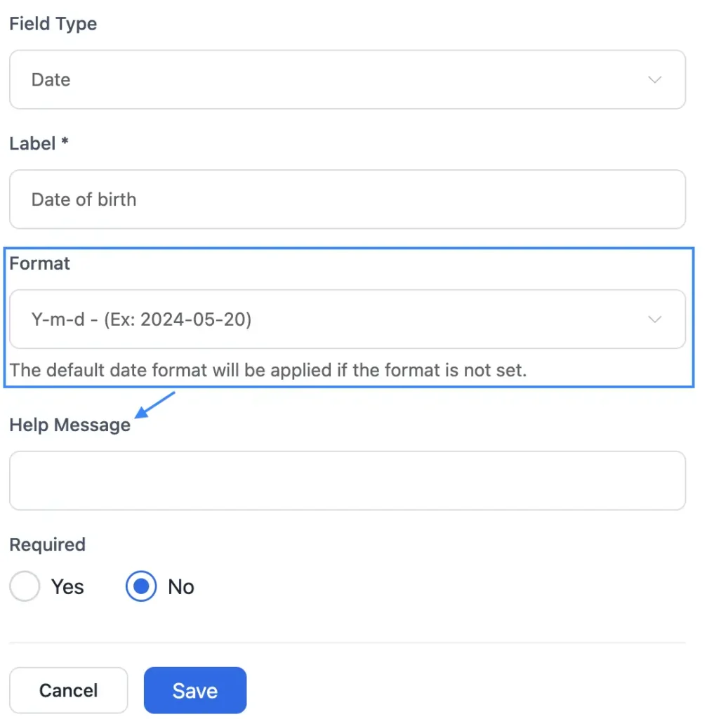 format field for date