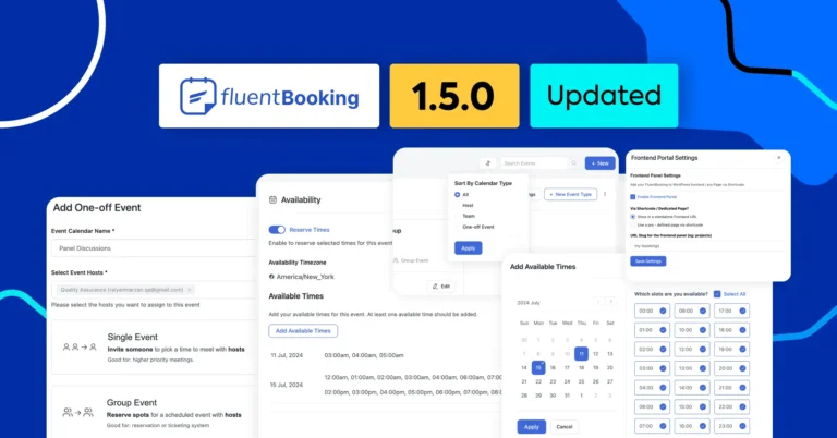 FluentBooking 1.5.0: Free Version, Frontend Panel, One-off Event, and More!