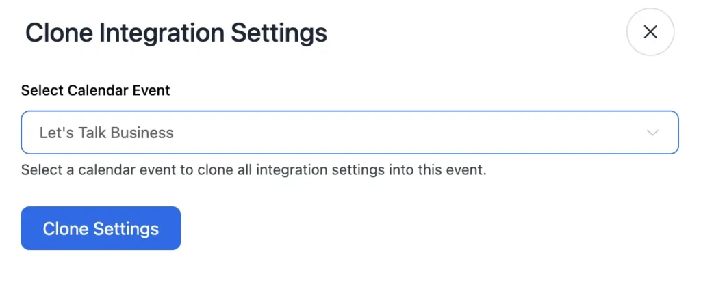 clone integration settings 