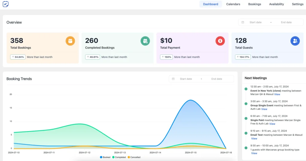 fluentbooking front panel 