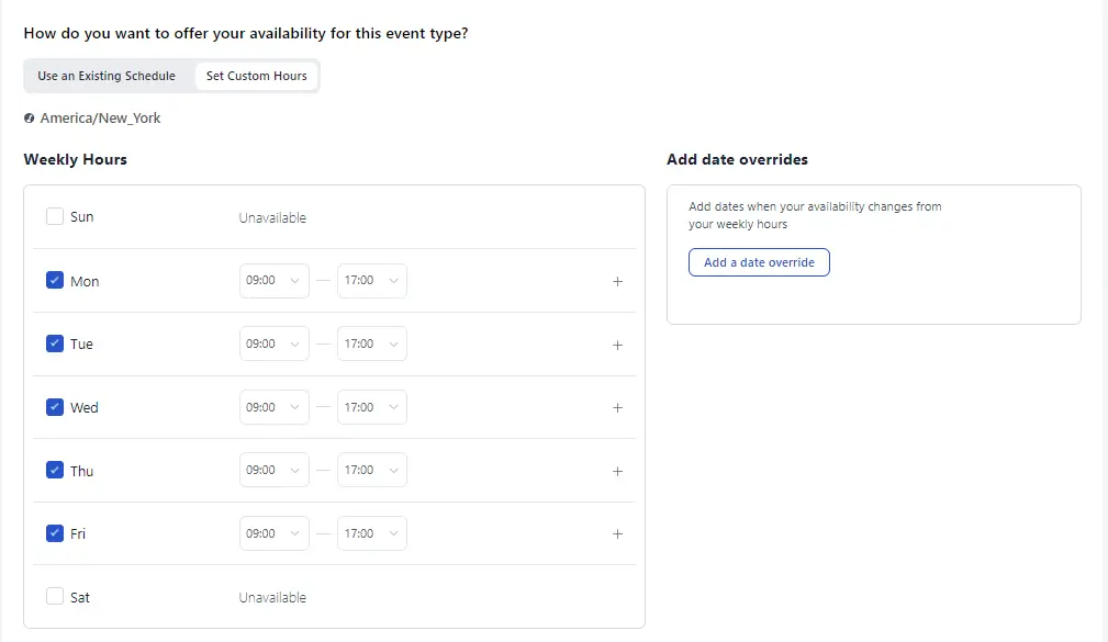 Lesson scheduling software - setting up availability