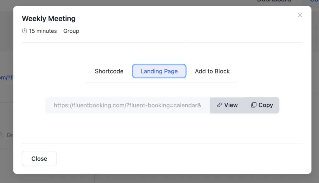 enable landing page mode for your group availability calendar 