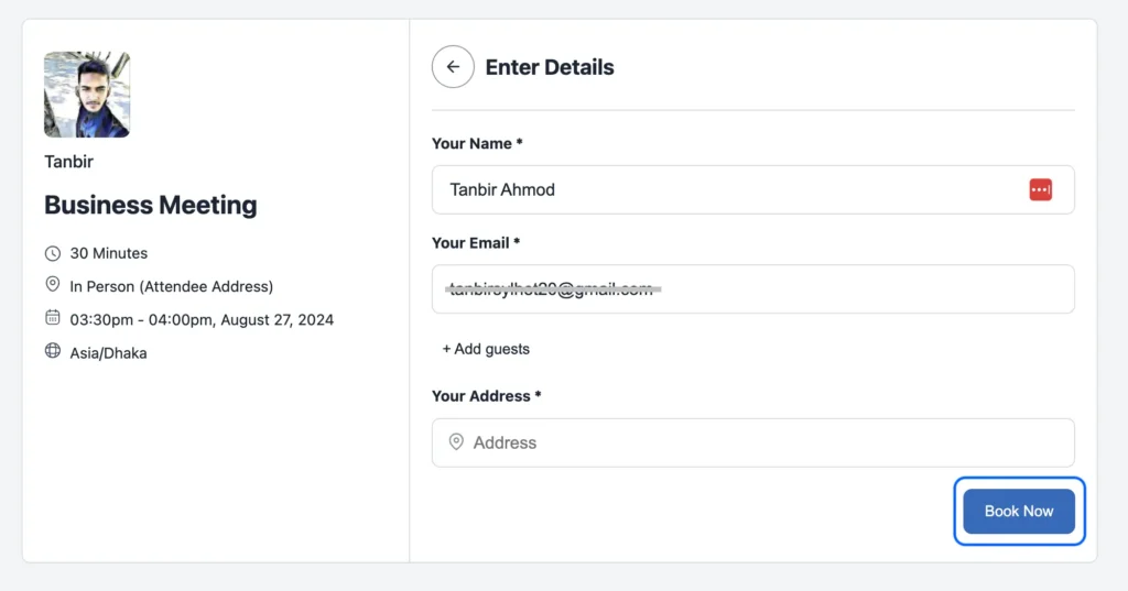 custom submit button text in the fluentbooking booking page