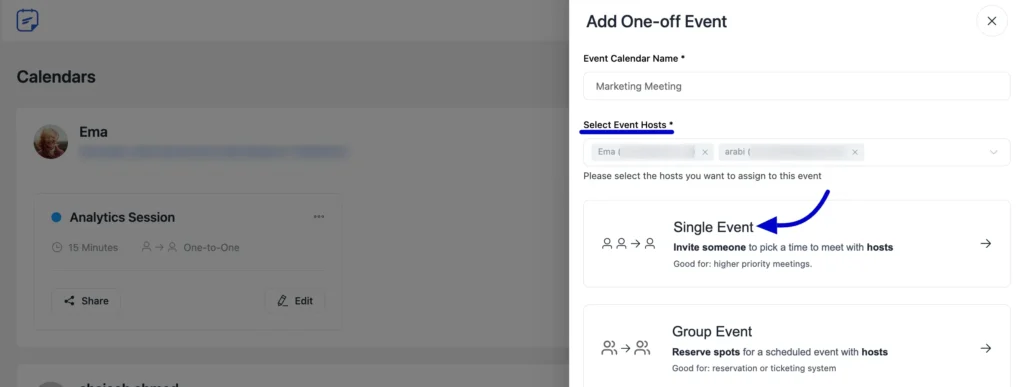 set one-off single event