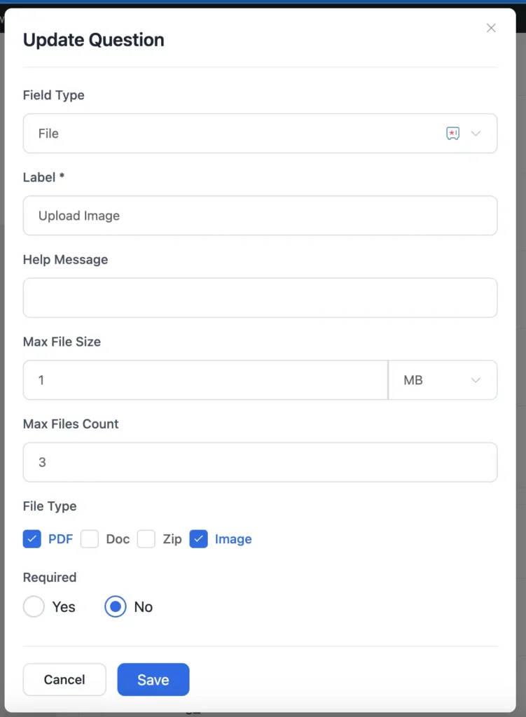 file field configuration in fluentbooking 