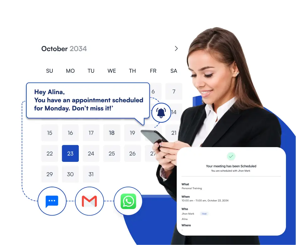 fluentbooking automated email and sms notifications