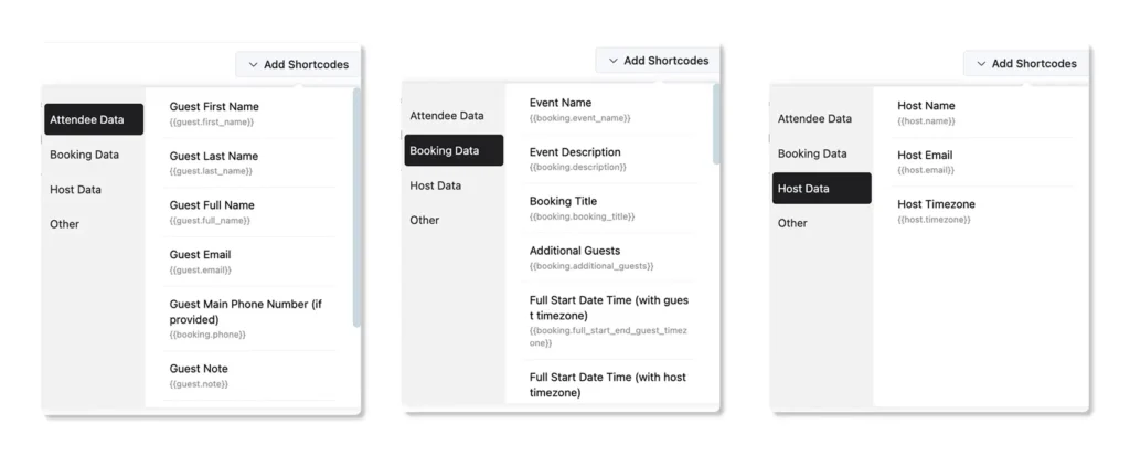 add shortcodes in reminder email