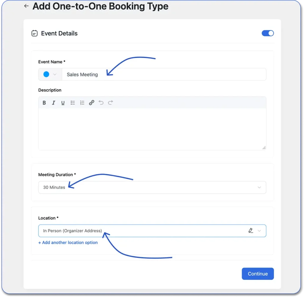 add meeting details