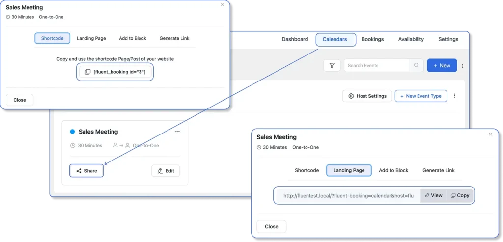 publish booking landing page