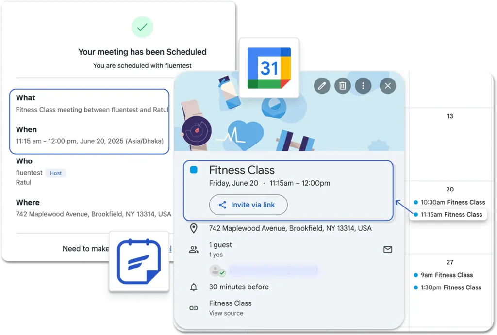 FluentBooking sync with Google Calendar