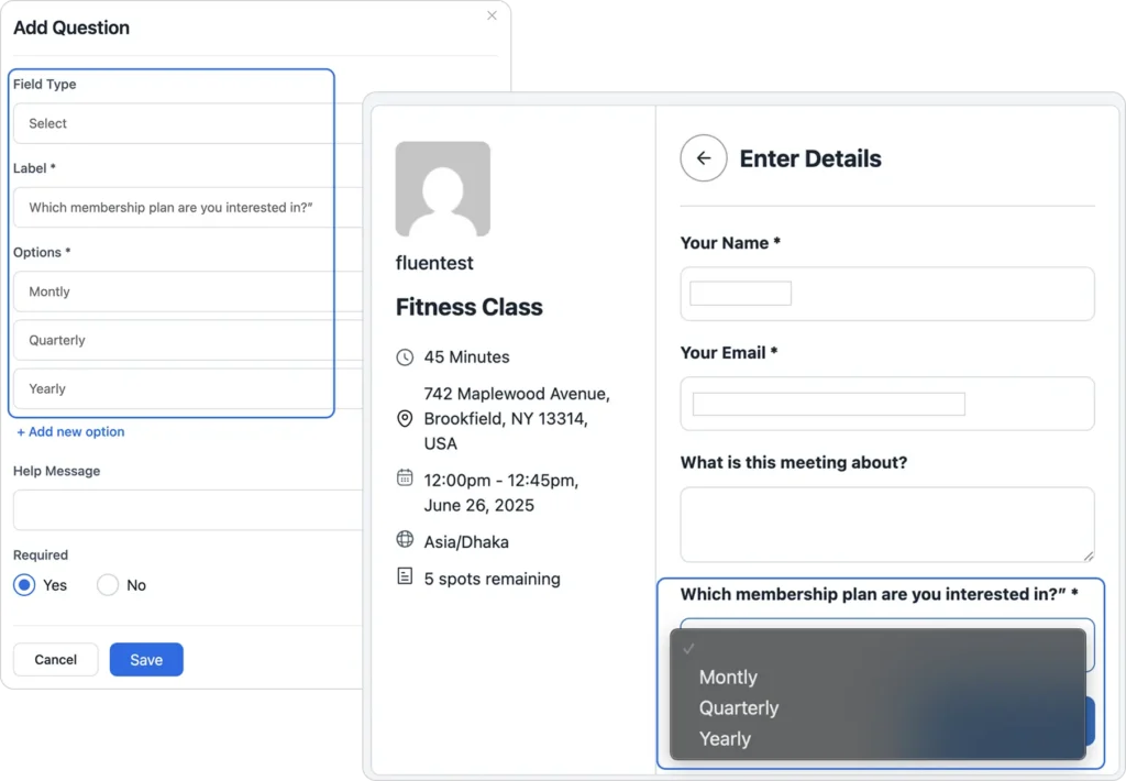 dropdown field settings