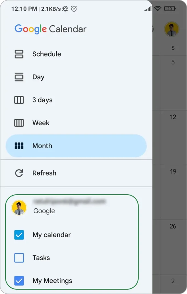 Calendar visibility check in google calendar