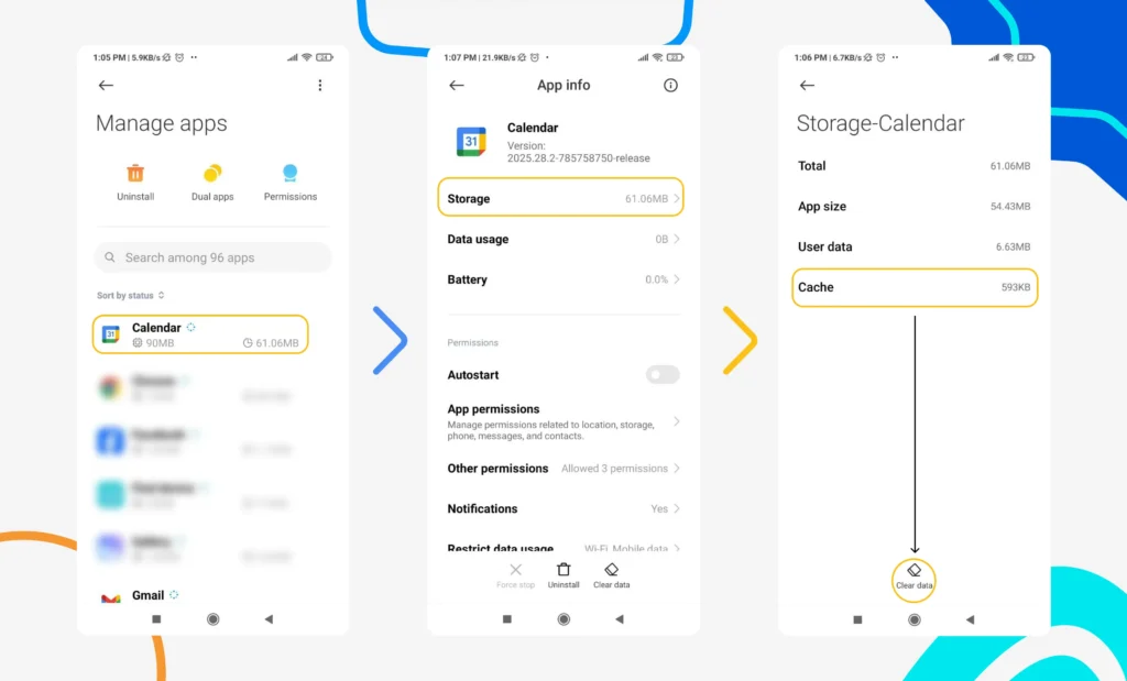 how to Clear the App’s Cache and Data