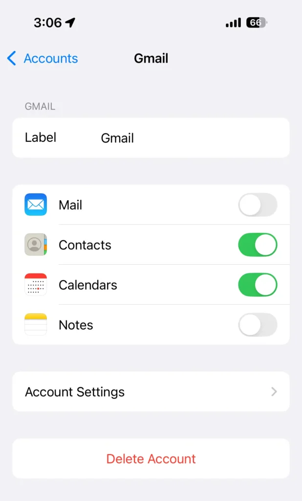 Google calendar enable in google account on iphone