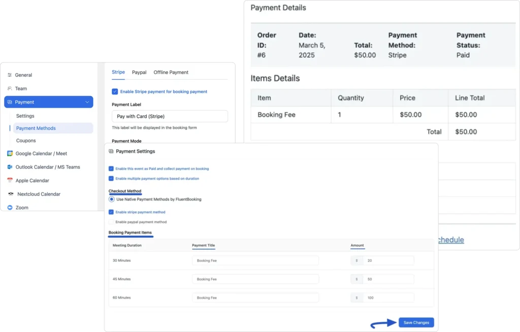 pre payment setting