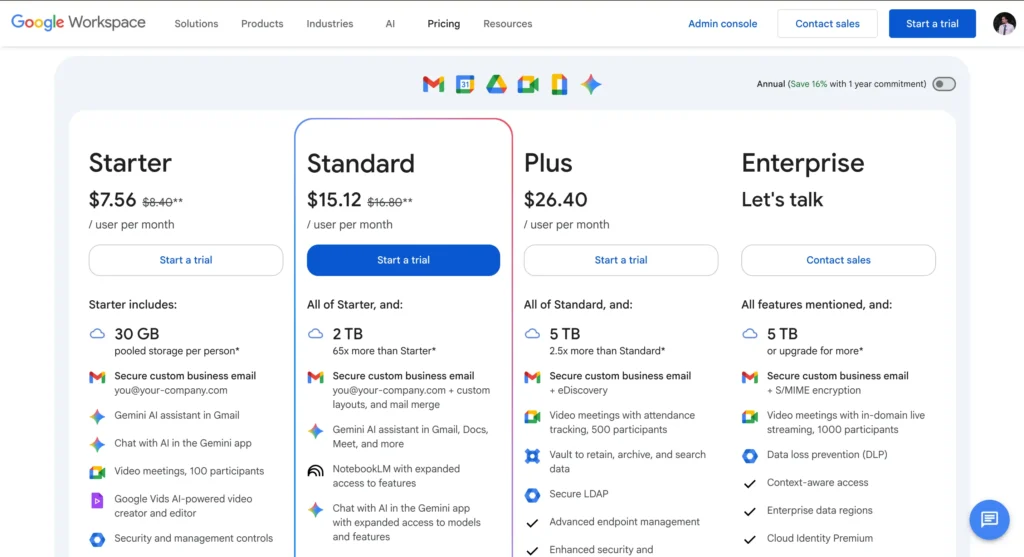 Google meet pricing