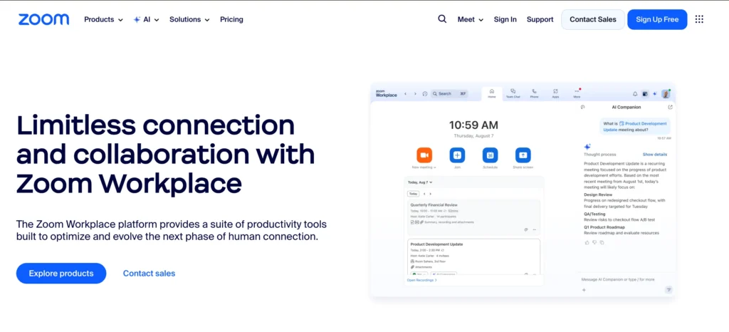 zoom homepage