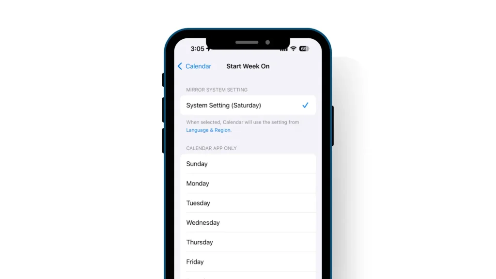 Apple calendar tips: Change the Week’s Starting Day