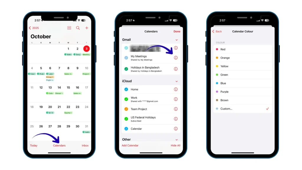 Apple calendar tips: Color-Code Multiple Calendars