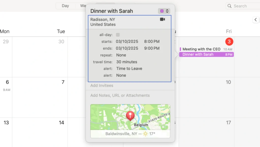 Apple calendar tips: Turn On Travel Time Alerts for mac