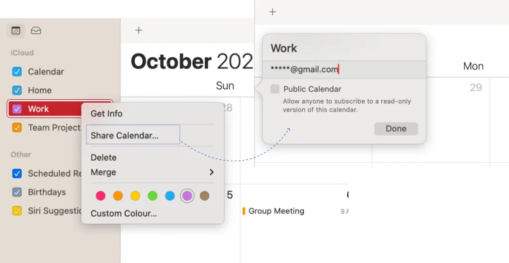 Share Calendars with Family or Team in mac