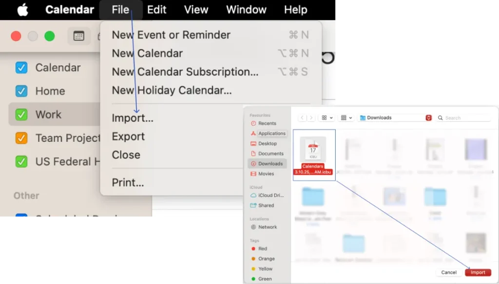 Import All Calendars from an Archive File