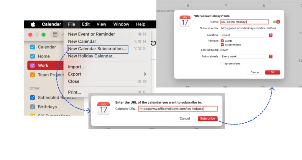 apple calendar tips: Use Calendar Subscriptions in mac