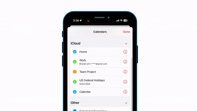 Share Calendars with Family or Team on iphon