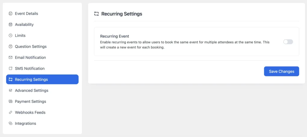 enable recurring event in fluentbooking 
