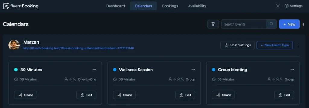 dark mode at the backend of fluentbooking