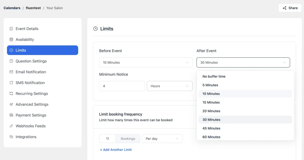 Add buffer time between appointments