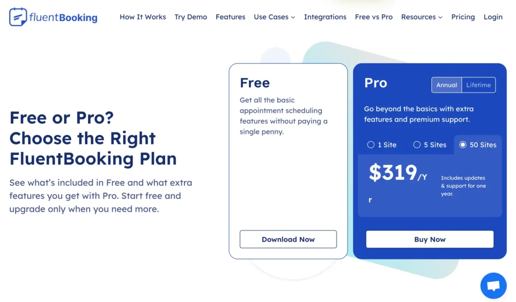 FluentBooking Free vs Pro