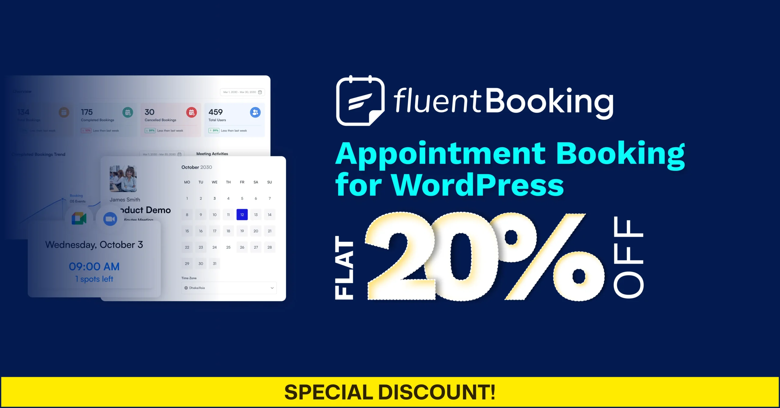 fluentbooking special discount flat 20% off 