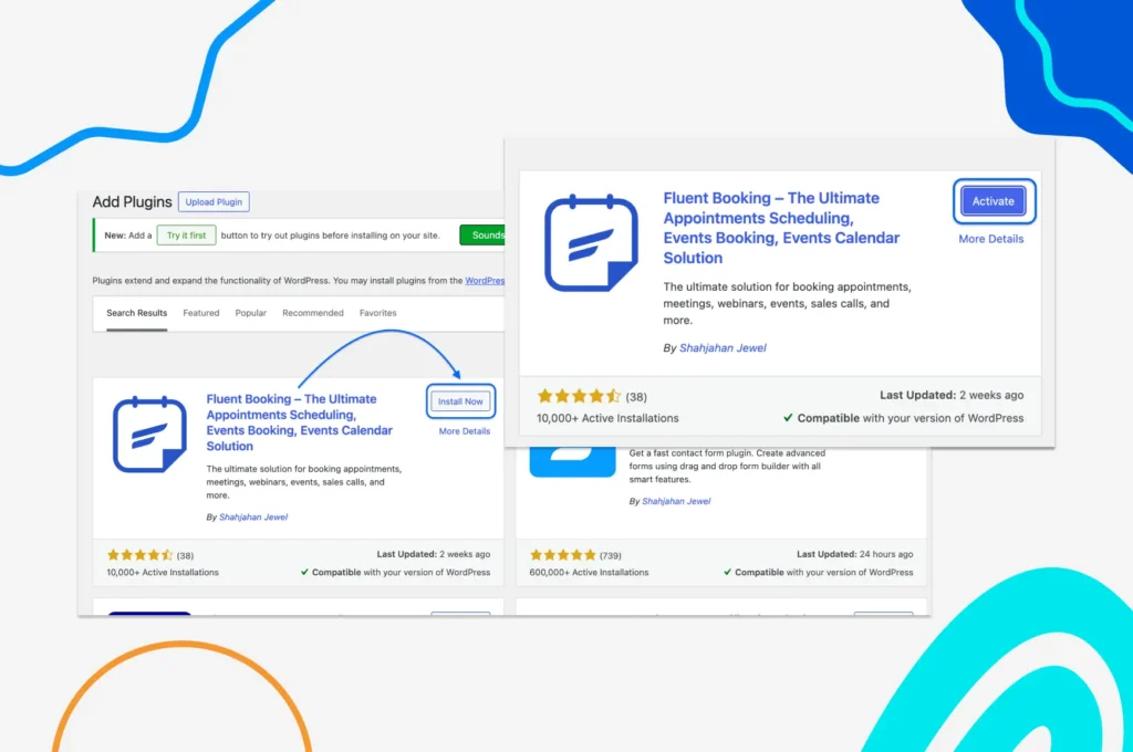 install and activate fluentbooking in wordpress 