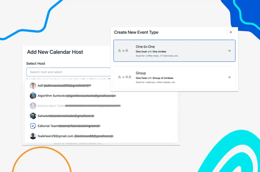 slelect meeting type and host 