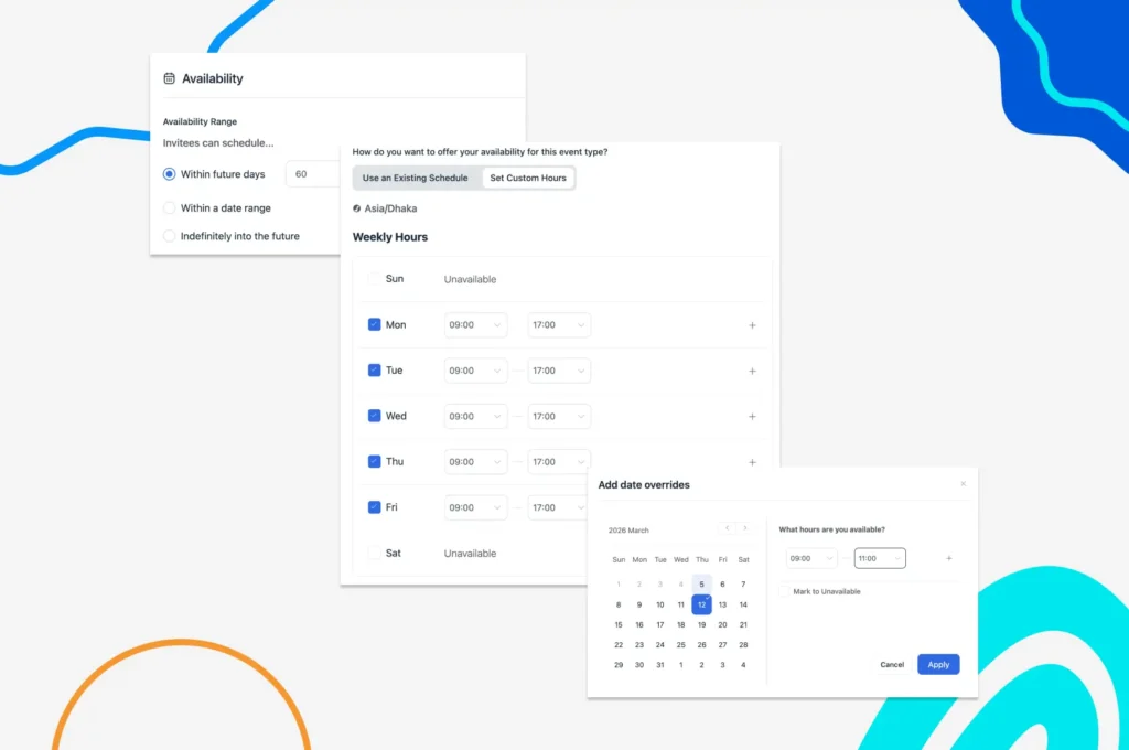 configure availability for recurring events