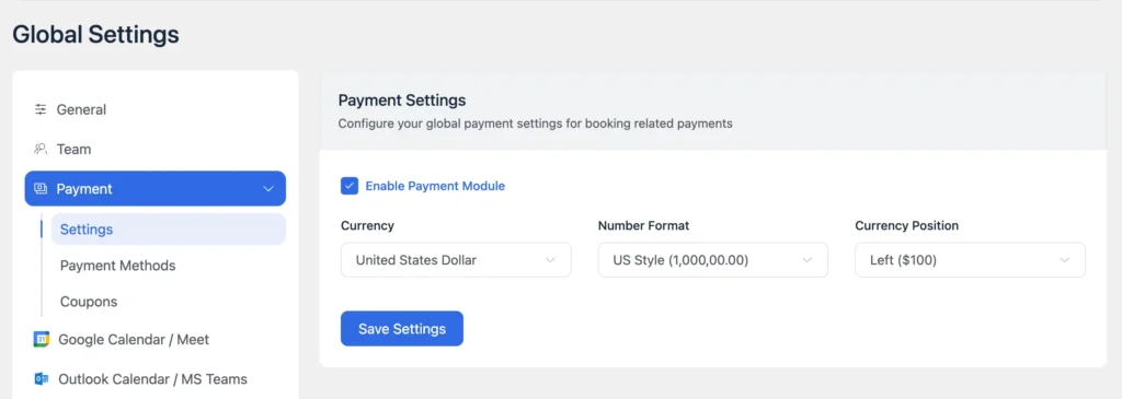 general paymet setup