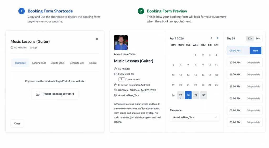 make your recurring class calendar live 
