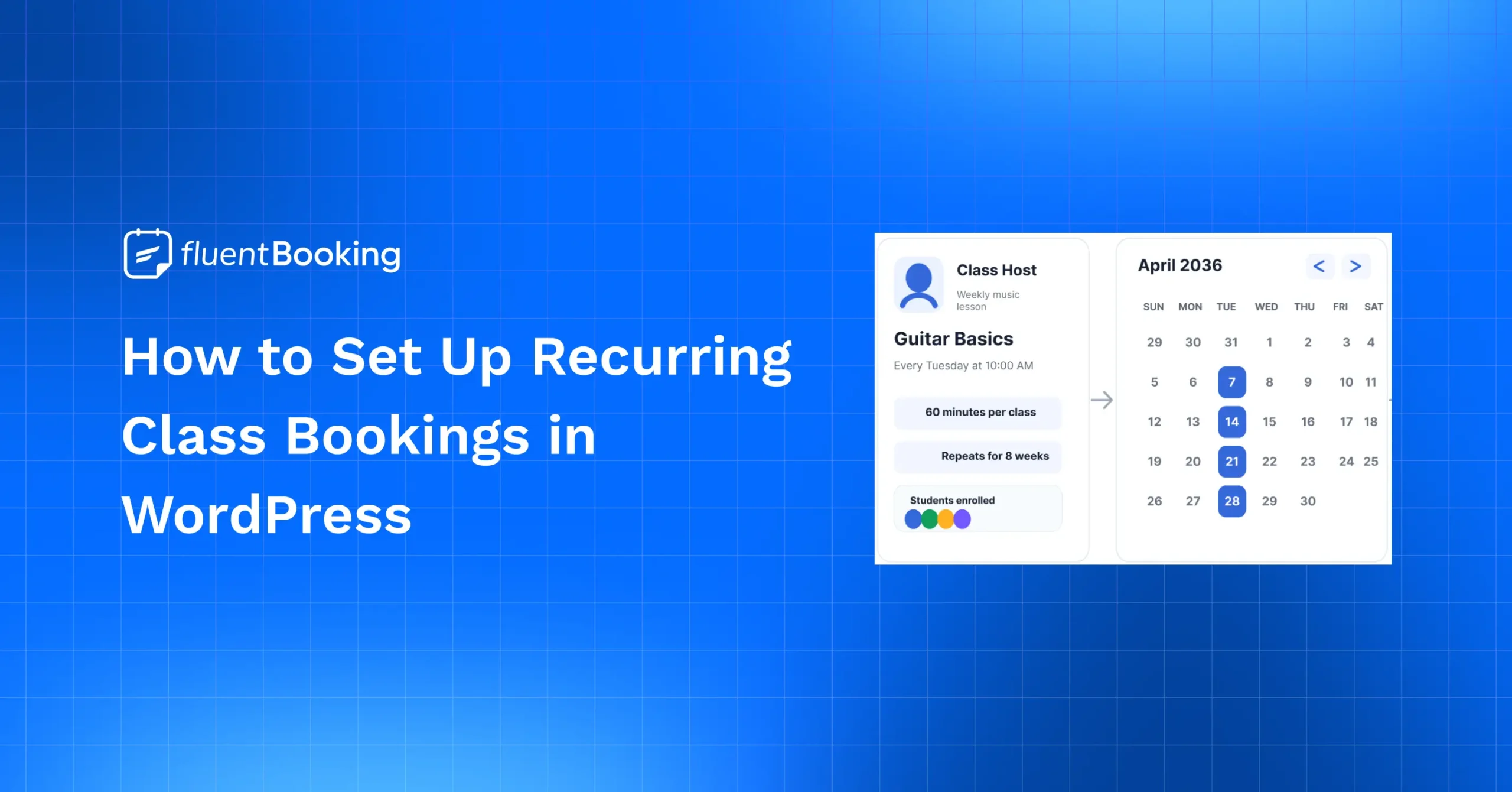 how to set up recurring class booking in wordpress