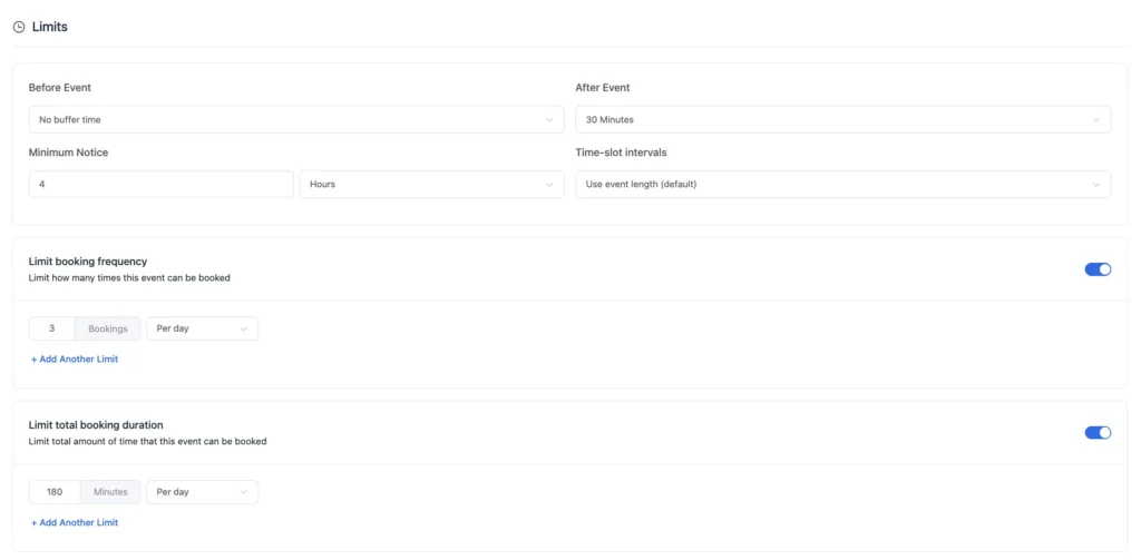 set your recurring class boking limits
