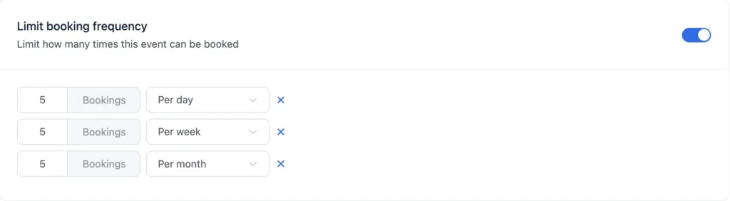 Set Booking Frequency Limits