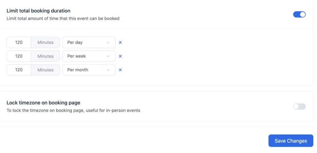 Limit Total Booking Duration