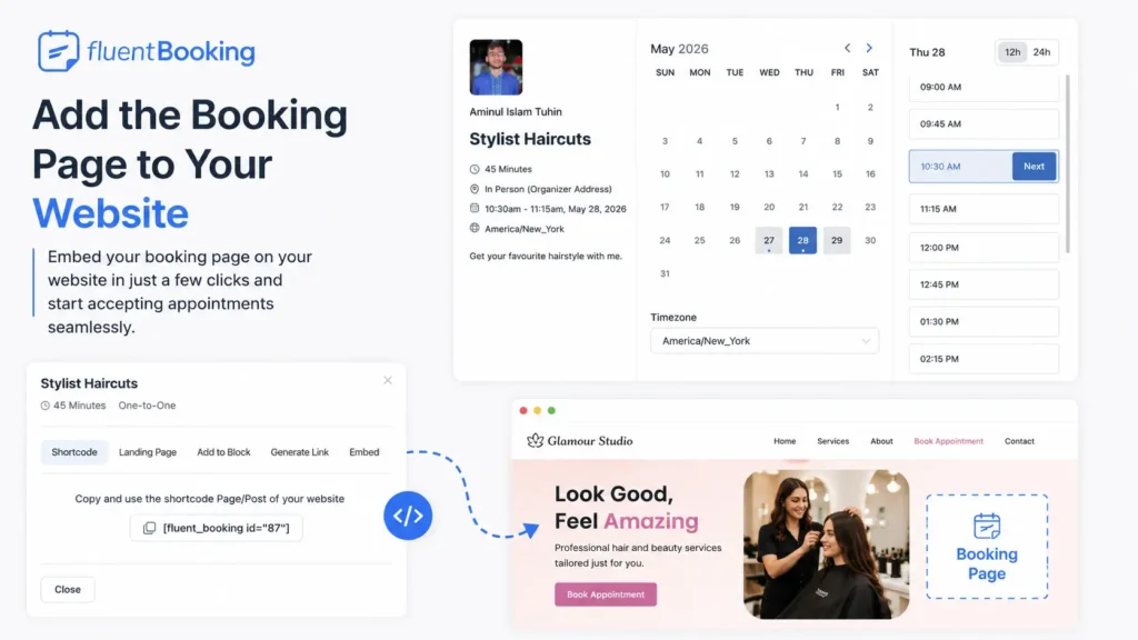 add the booking page to your wordpress website 