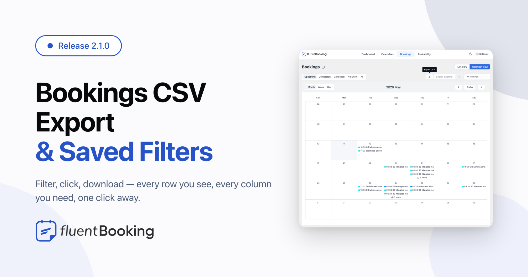 FluentBooking 2.1.0: Bookings CSV Export, PHP 8.4 Compatibility & More