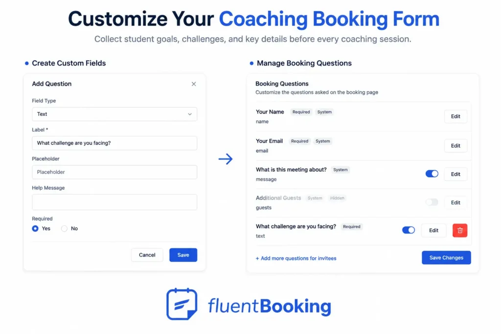 customize your coaching booking form