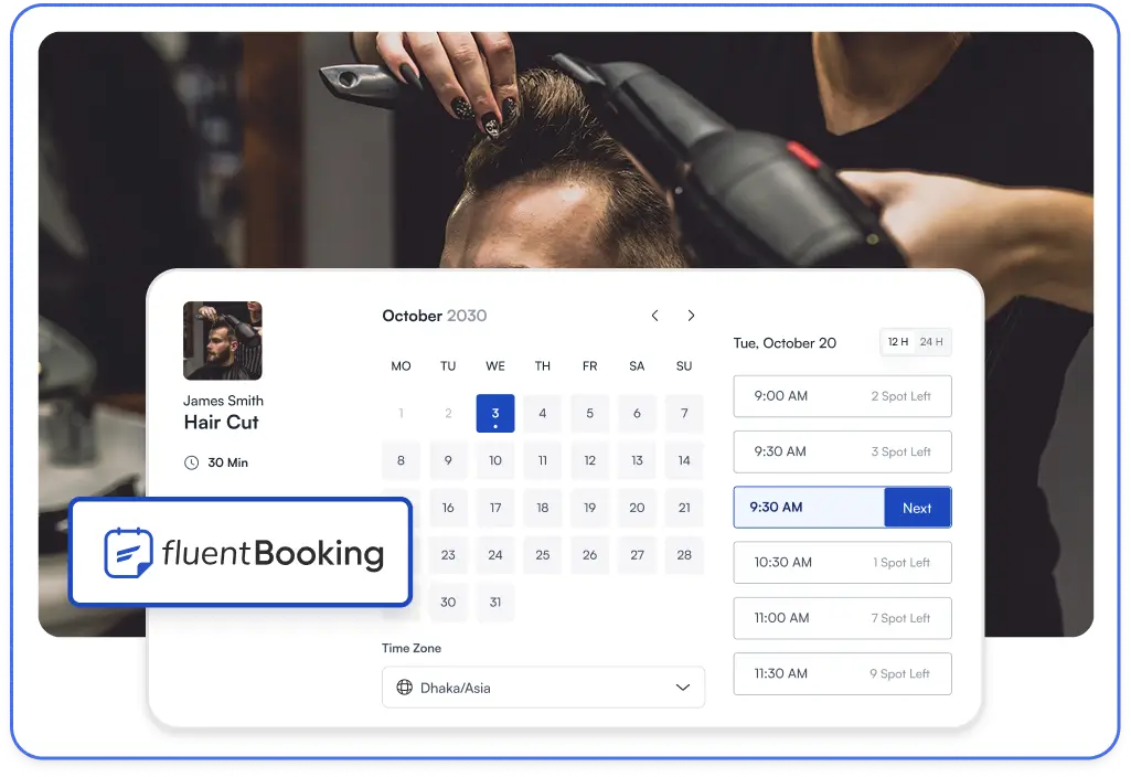 salon appointment booking software for wordpress - fluent booking